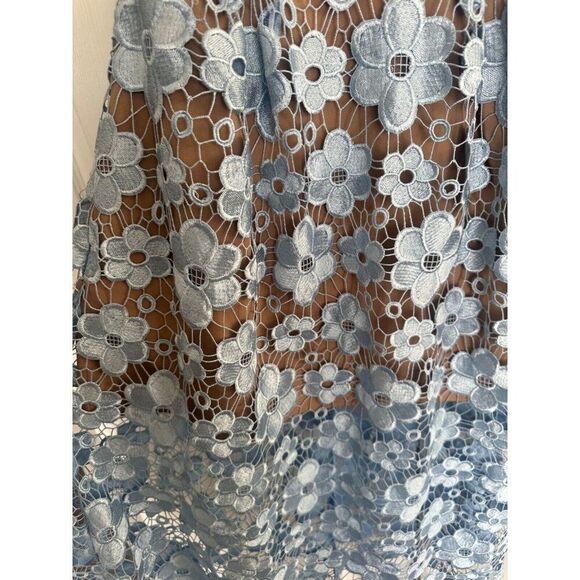 Self-Portrait Flower Garden Guipure Lace Dress in Light Blue Size US 4 Fairy - Picture 9 of 12